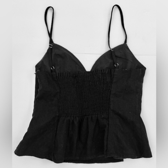 Zara Black Sleeveless Back Zip Camisole with Peplum‎ Bustier, Black, Size M - Picture 5 of 10